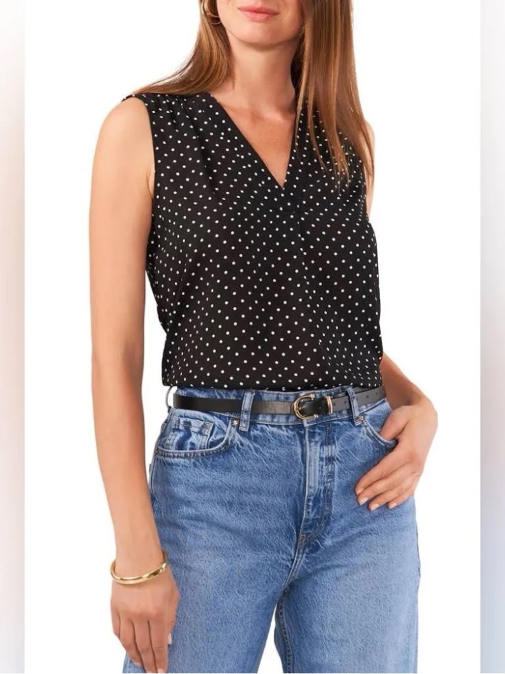 Vince Camuto V-neck polka dot blouse
